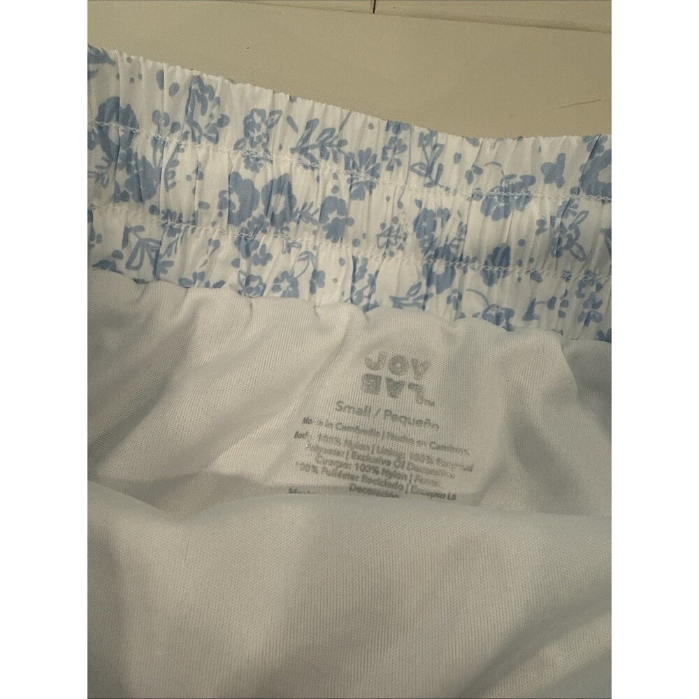 Women's JoyLab Crochet Trim Mid rise Run Shorts Blue Floral Print Small New - Picture 5 of 8
